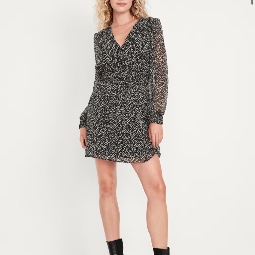 Waist-Defined Chiffon Mini Dress
